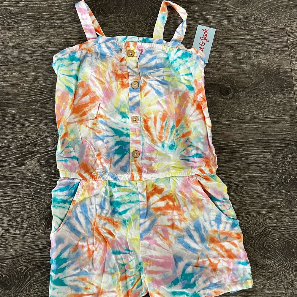 New with tag Cat and Jack Target Tie dye girls romper size 7/8 Medium